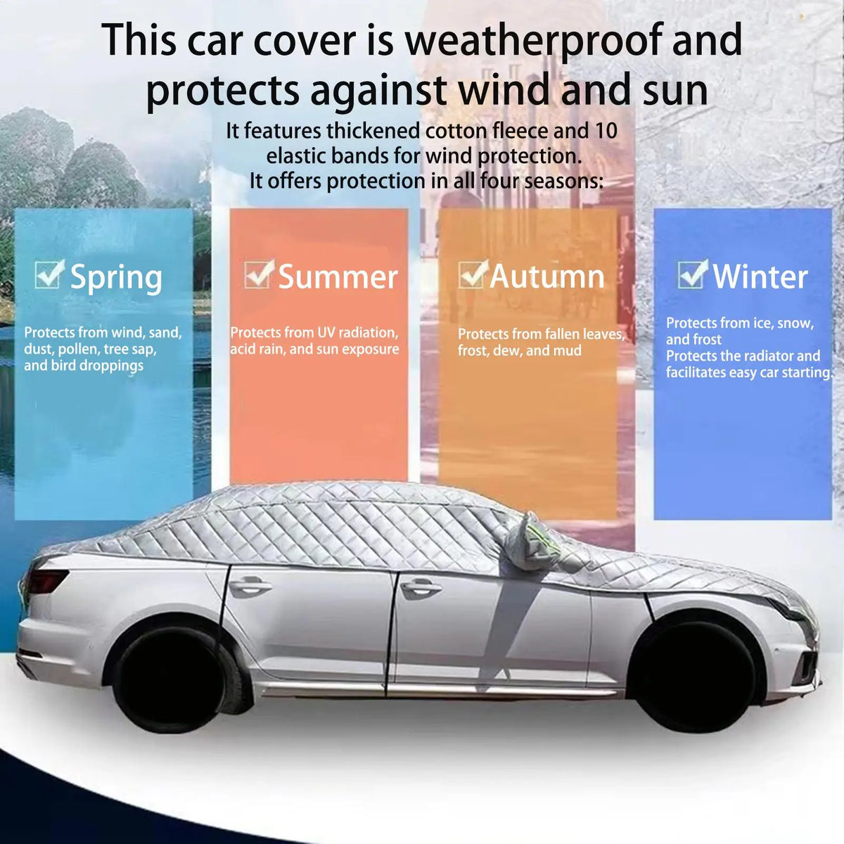 Car Cover Waterproof Outdoor Hail Protect Protector Outer Covers Exterior Awning Half External Anti Haile Universal Antihail
PROTEZIONE PER AUTO CONTRO LA GRANDINE