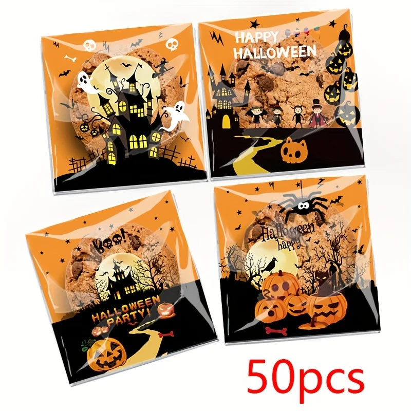 50 sacchetti per confezionare caramelle, biscotti di Halloween