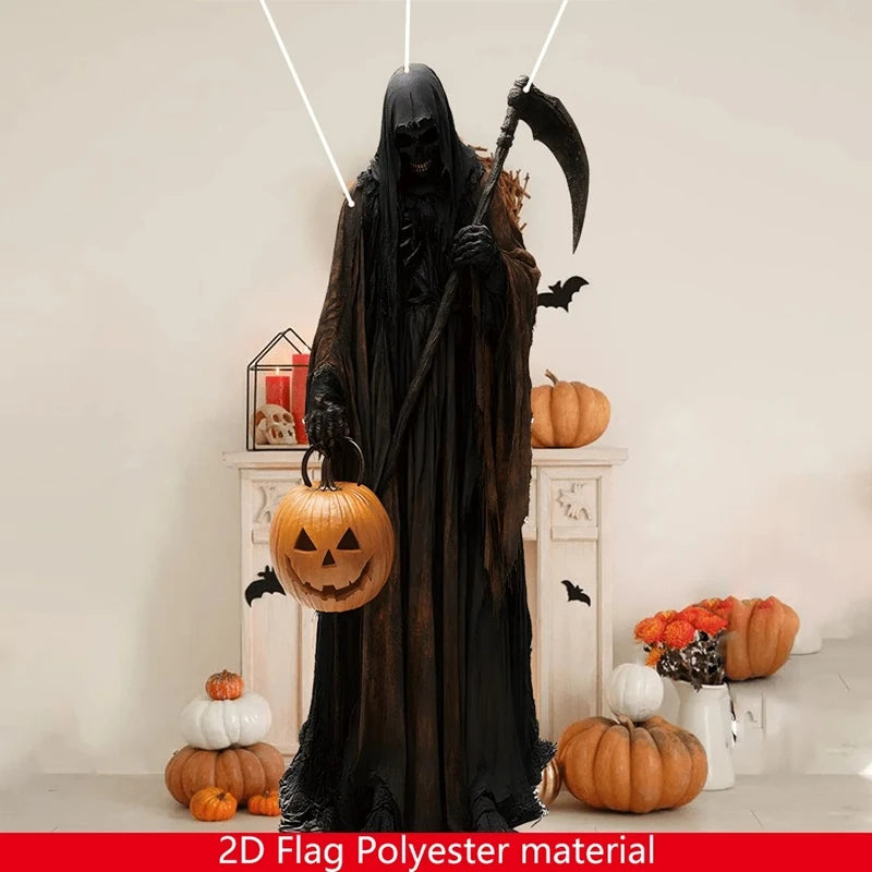 Sfondo decorativo 2D a tema Halloween ideale per creare un'atmosfera horror e terrificante, adatto a interni ed esterni.