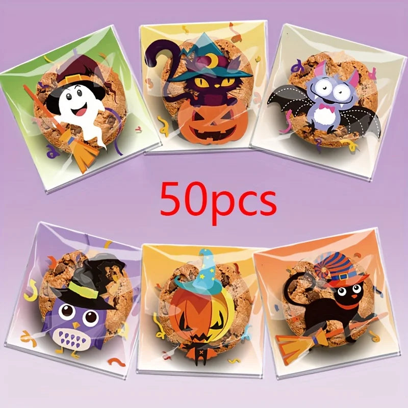 50 sacchetti per confezionare caramelle, biscotti di Halloween